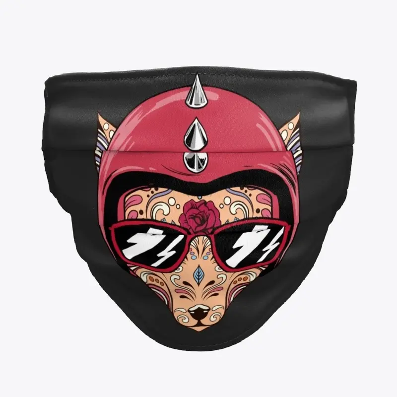 Biker Skull On vintage helmet mask