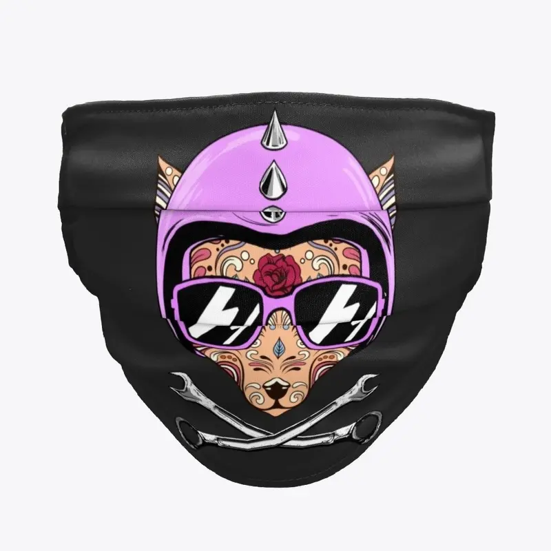 Biker Skull On vintage helmet mask